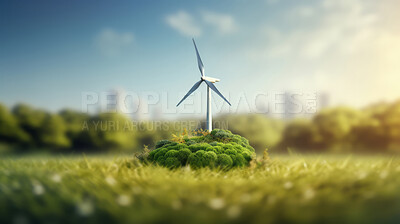 Wind turbines for electric power production. Windmill environmental concept