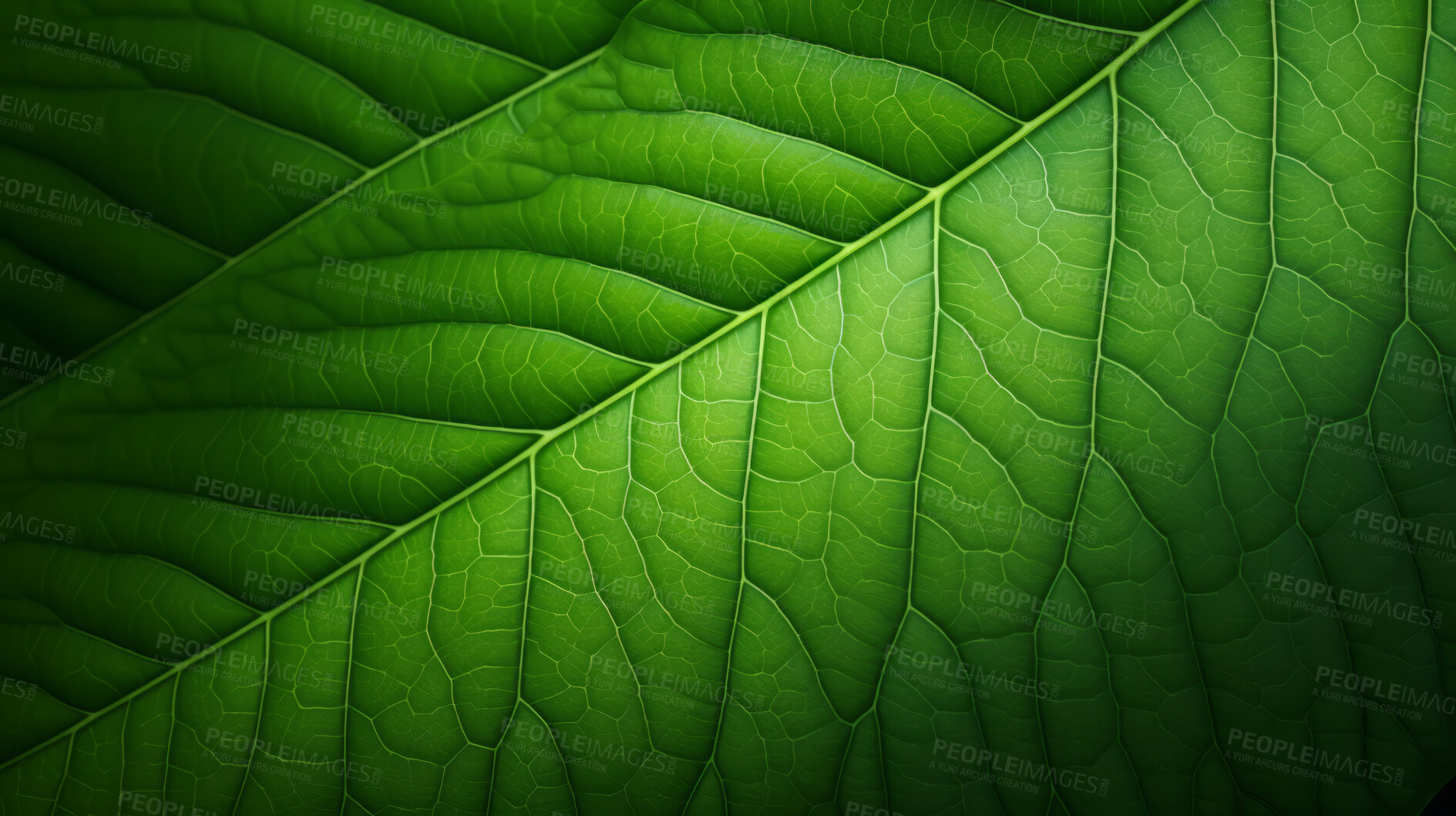 Buy stock photo Close up texture of green leaf veins for background. Environment concept