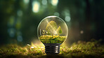 Green eco friendly lightbulb, sustainable energy and environment concept