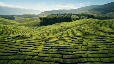 Aerial view of tea plantation landscape. Environmental for farming background