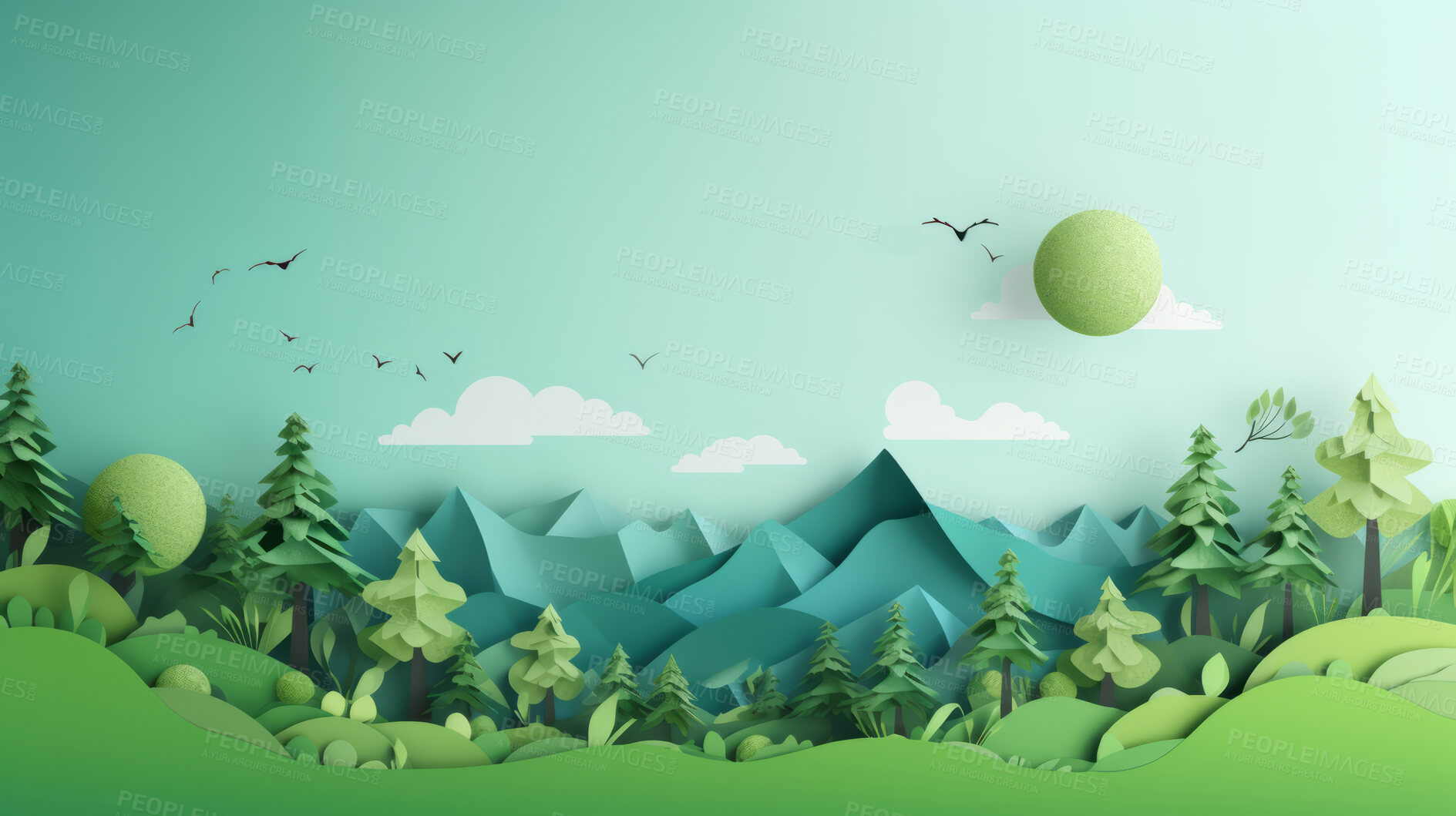 Buy stock photo Go Green, Paper Cutout Illustration World Environment and Earth Day