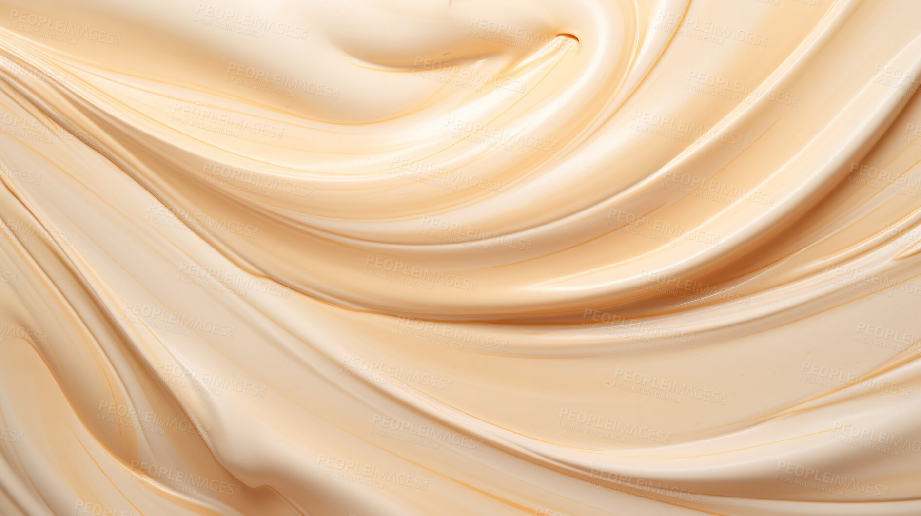 Buy stock photo Beige smooth paint texture close-up. Swirl abstract background.