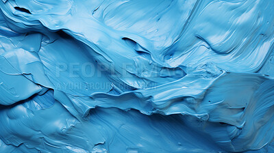 Blue smooth paint texture close-up. Swirl abstract background.