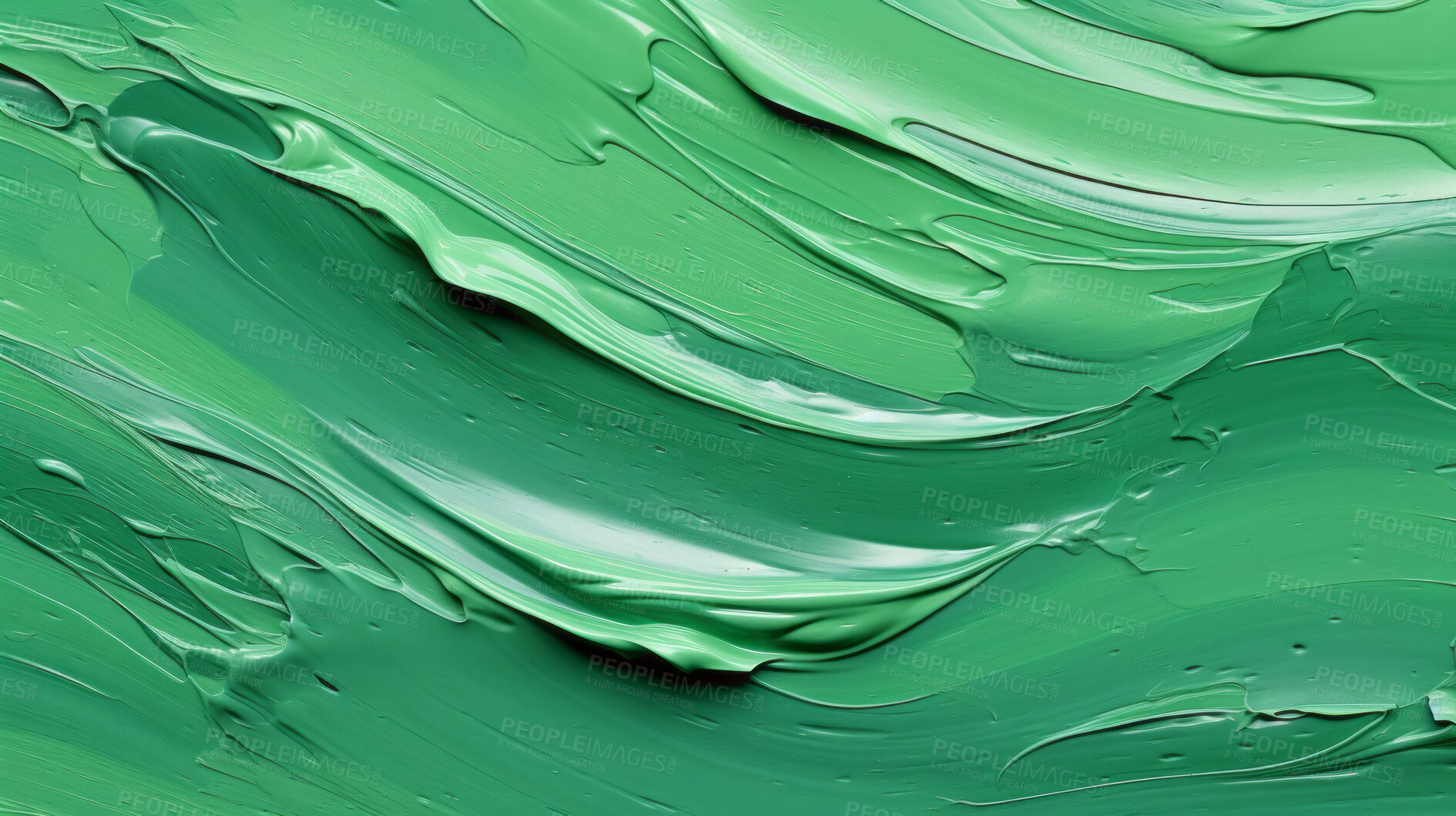 Buy stock photo Green smooth paint texture close-up. Swirl abstract background.