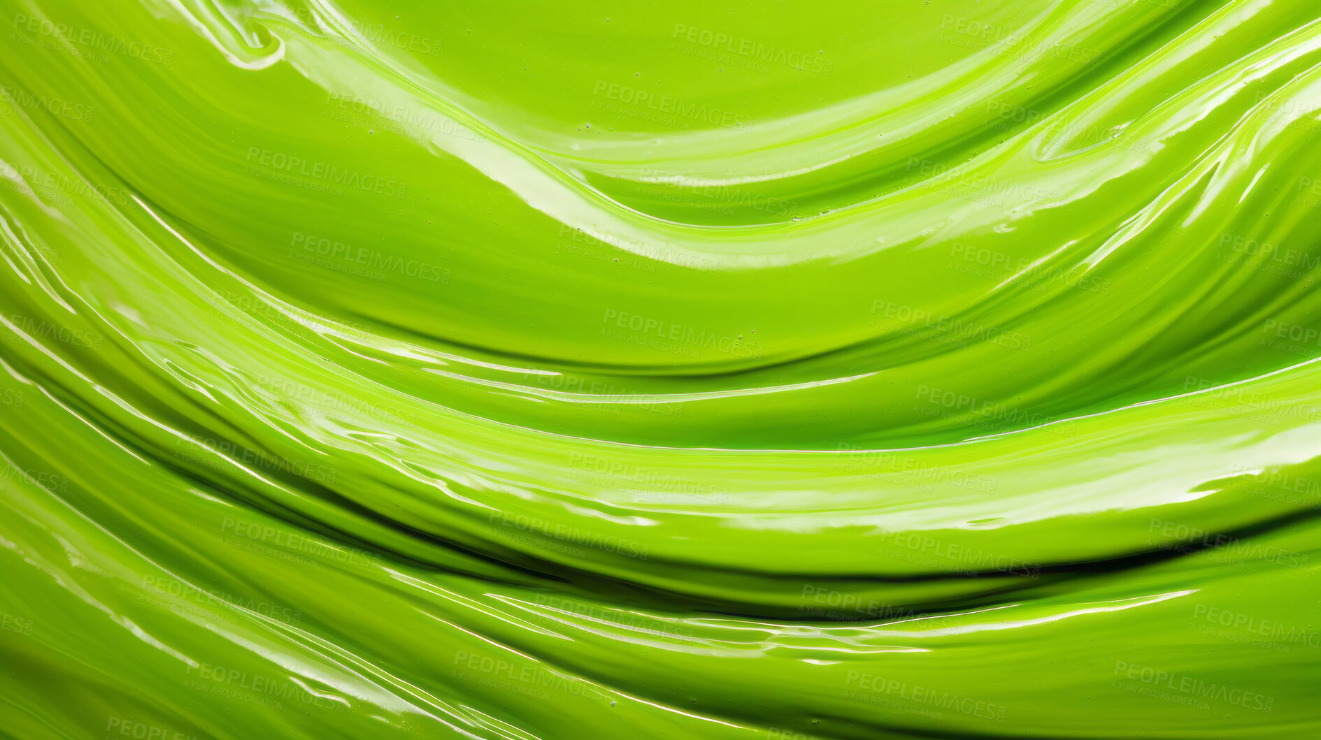 Buy stock photo Green smooth paint texture close-up. Swirl abstract background.