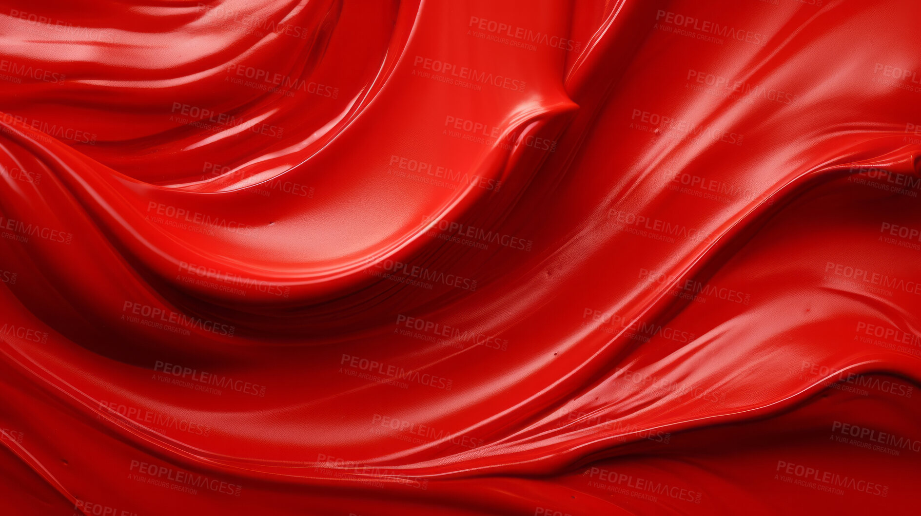 Buy stock photo Red smooth paint texture close-up. Swirl abstract background.