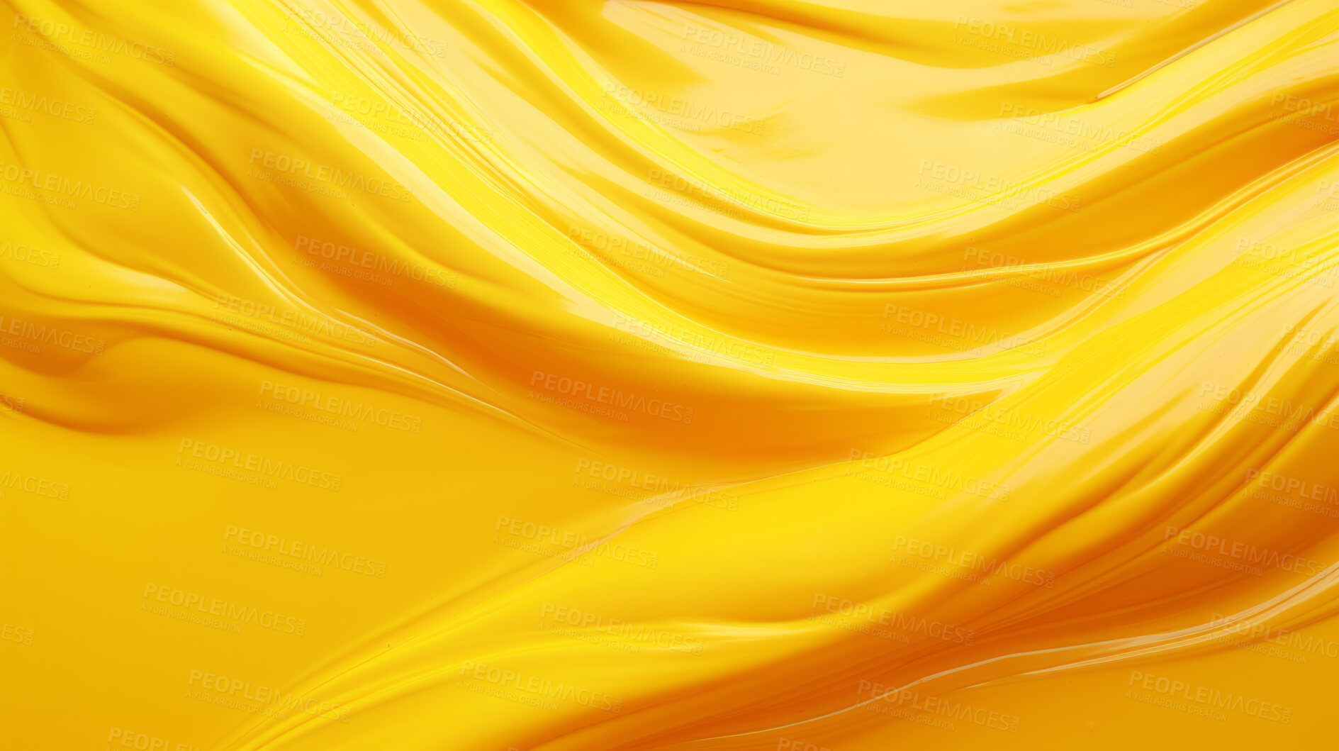 Buy stock photo Yellow smooth paint texture close-up. Swirl abstract background.