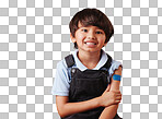 Portrait of a smiling happy mixed race showing his bandaid and posing against an orange copyspace background after getting the Covid vaccine injection. Happy child after getting his shots