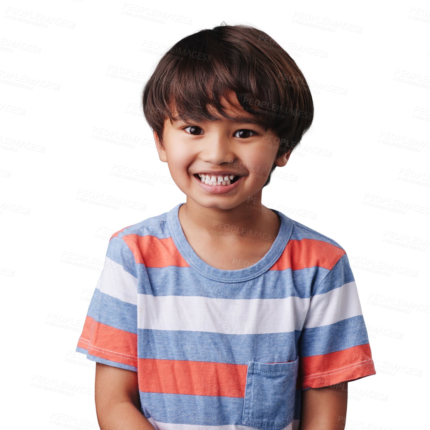 Buy stock photo Portrait, smile and children fashion with an indian boy isolated on a transparent background for style. Kids, happy and adorable little child model in a t shirt on PNG for trendy youth clothes