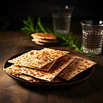 Close up portrait of traditional jewish passover food on table.