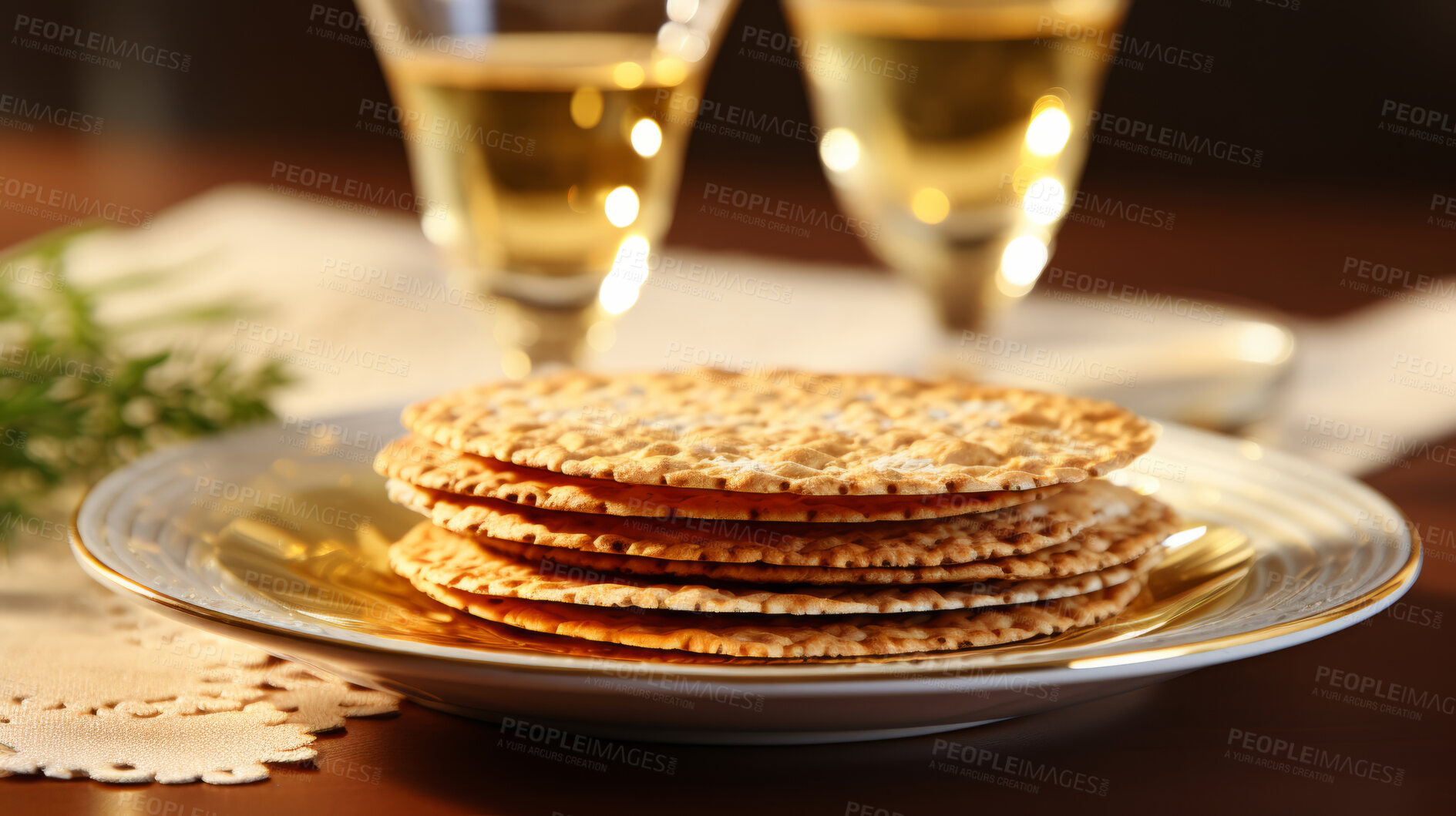 Buy stock photo Close up portrait of traditional jewish passover food on table.