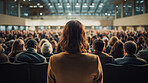 People at conference listen to speaker lecture in conference hall. Business entrepreneurship concept