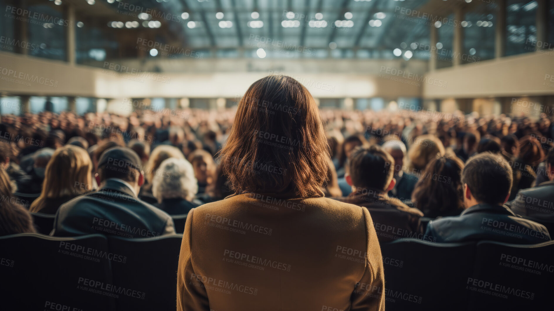 Buy stock photo People at conference listen to speaker lecture in conference hall. Business entrepreneurship concept