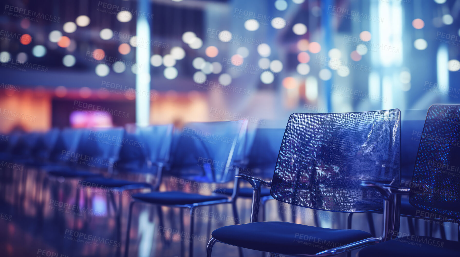 Buy stock photo Empty chairs for audience. Cultural environment modern stadium concept.