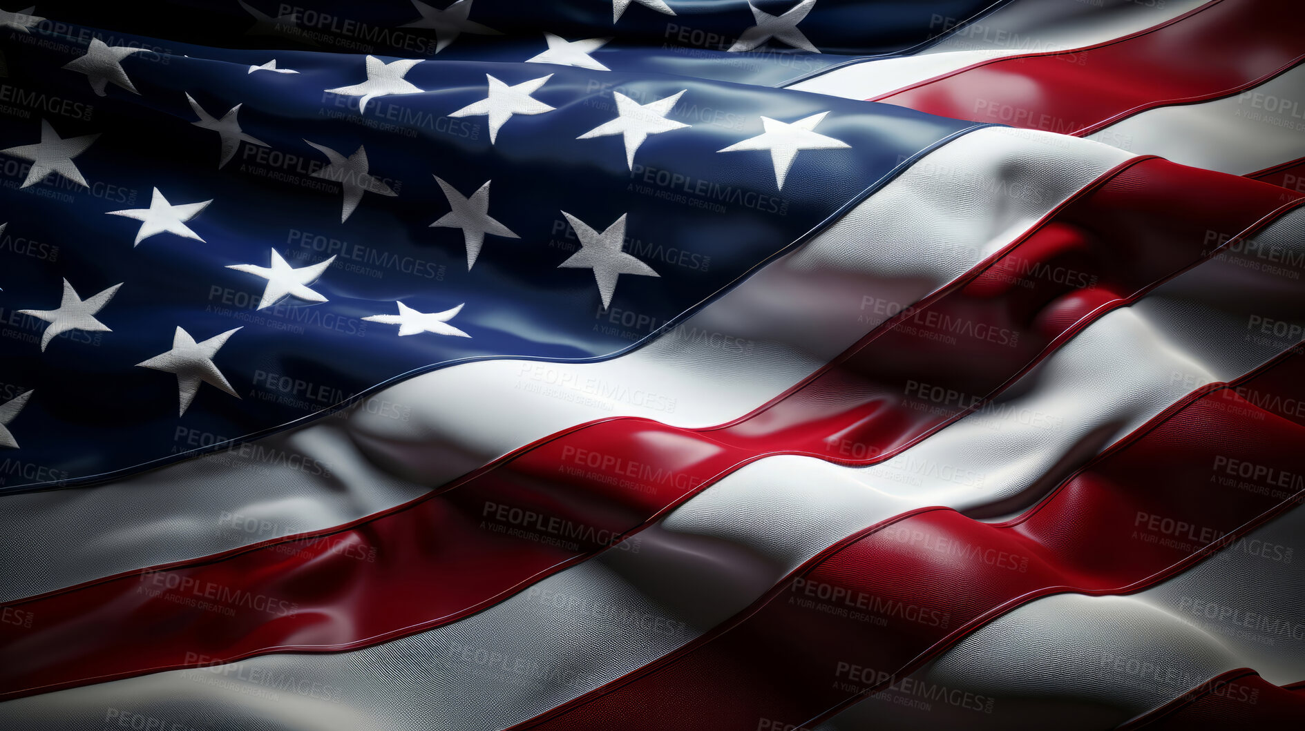 Buy stock photo Close up shot of American flag, stars and stripes, memorial day concept.