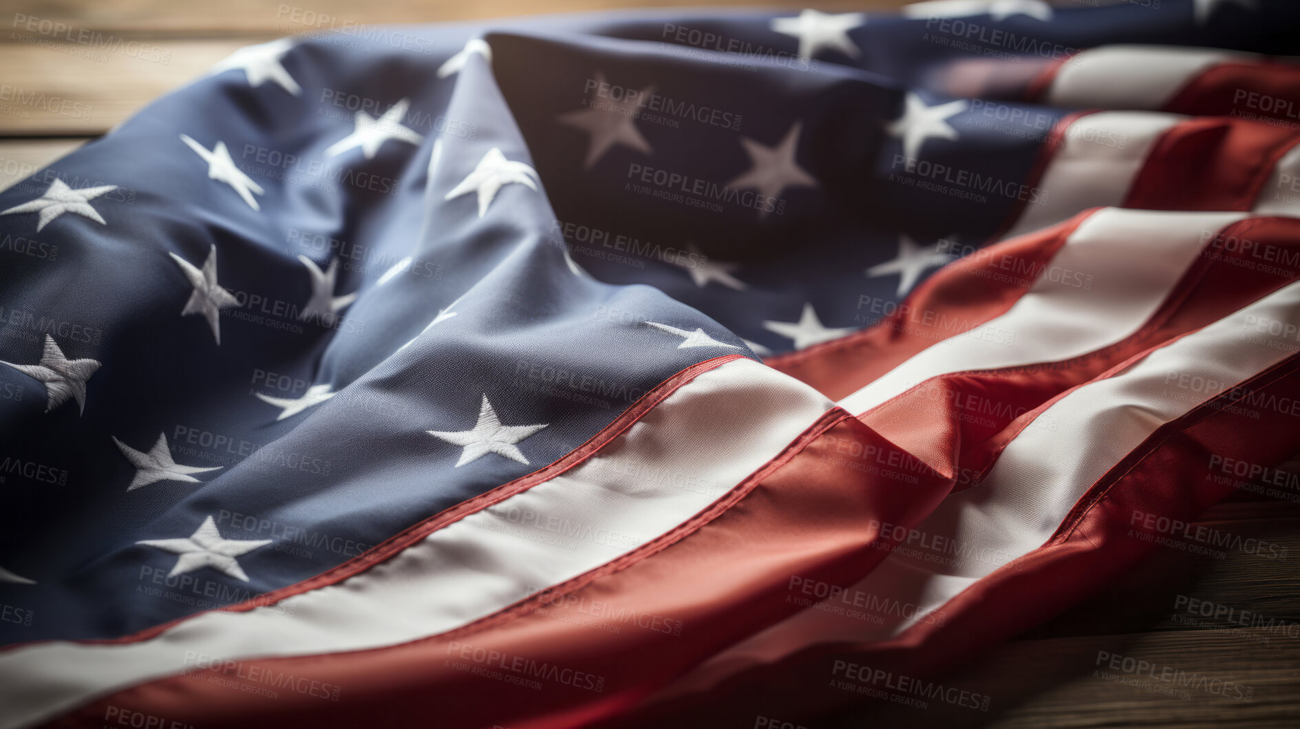 Buy stock photo Close up shot of American flag, stars and stripes. Memorial day concept.