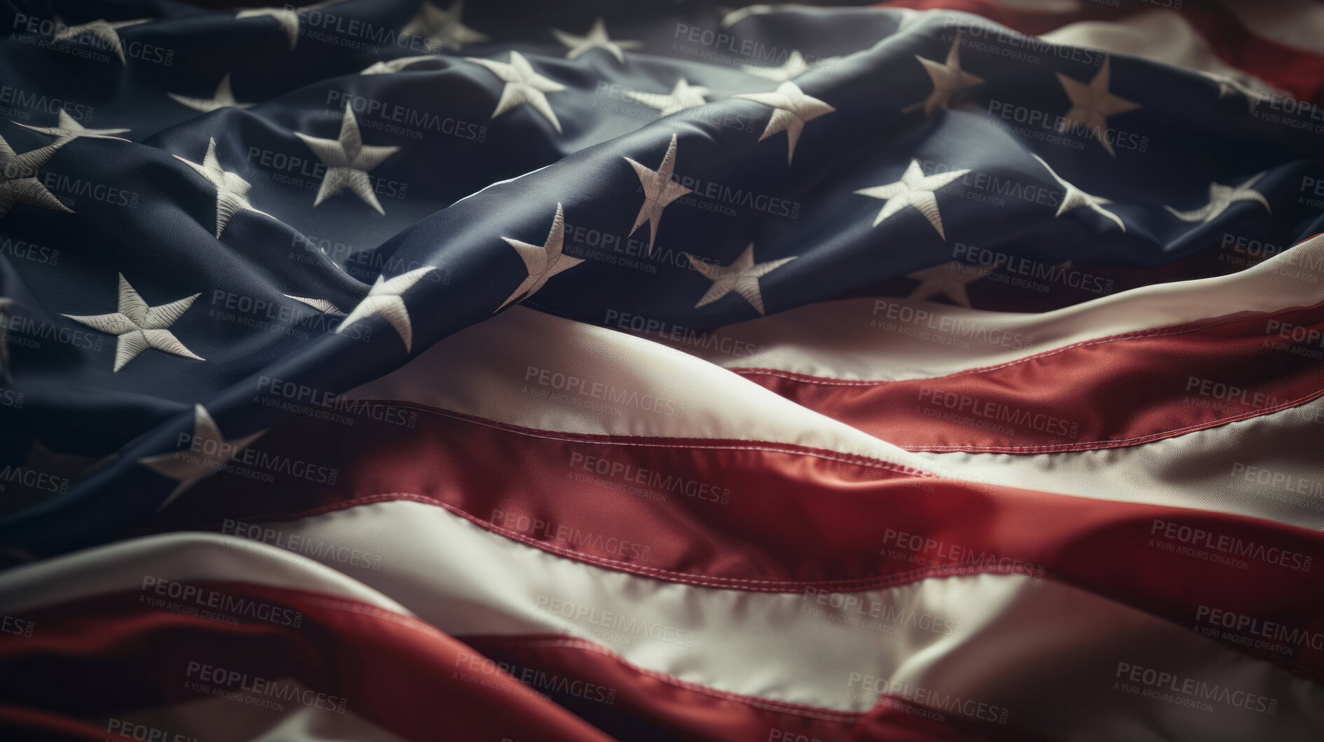 Buy stock photo Close up shot of American flag, stars and stripes. Memorial day concept.