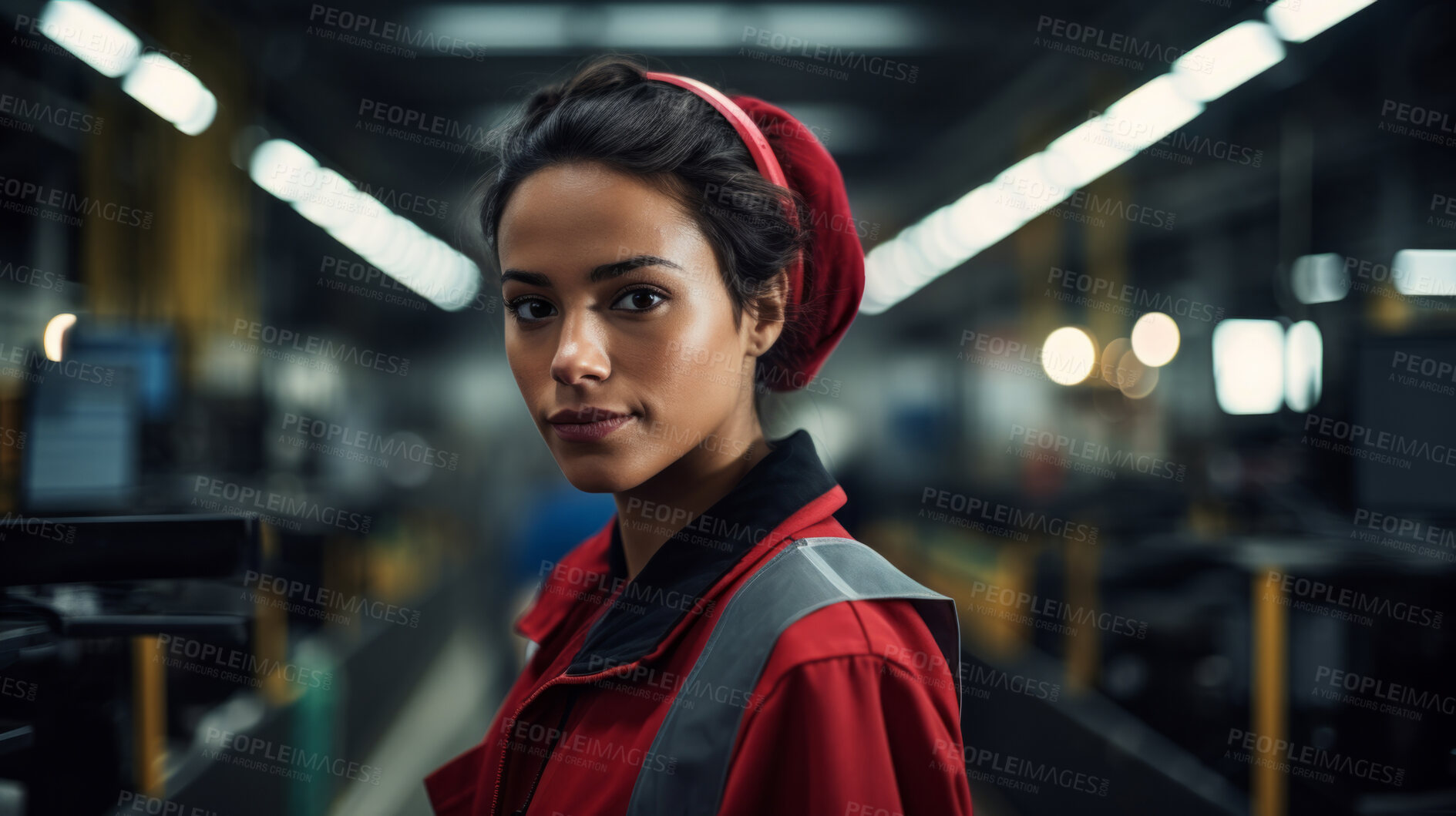 Buy stock photo Confident serious woman in warehouse. Worker, supervisor and industrial contractor at project