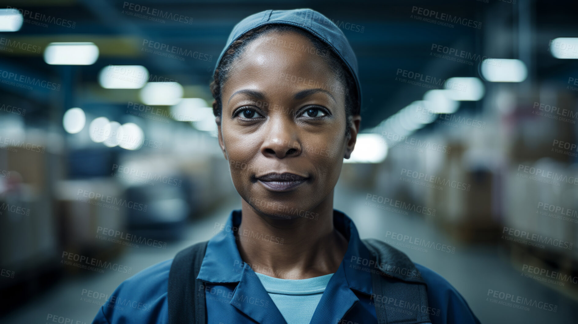 Buy stock photo Confident serious woman in warehouse. Worker, supervisor and industrial contractor at project