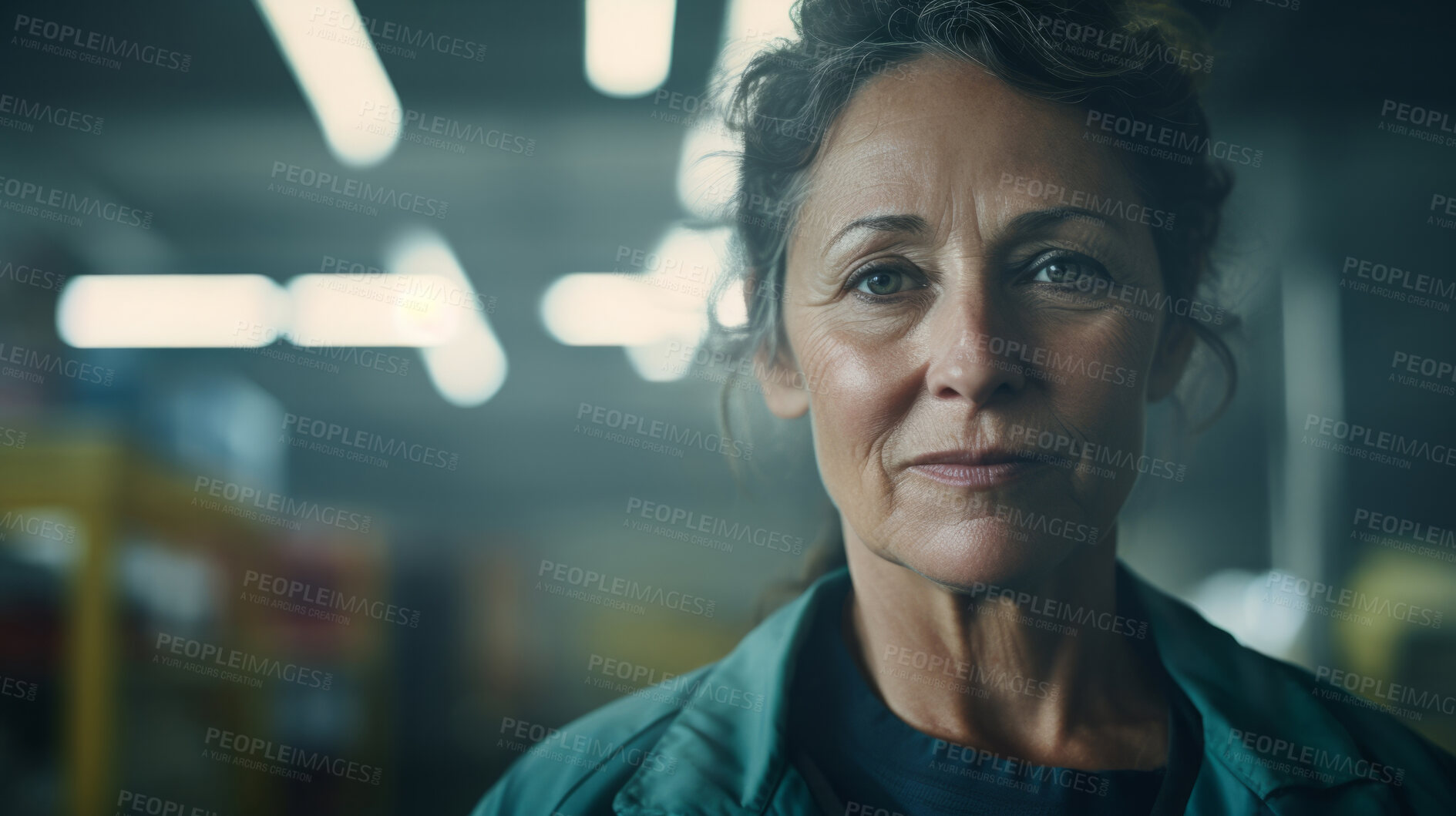 Buy stock photo Confident serious mature older woman in warehouse. Worker, supervisor and industrial contractor at project