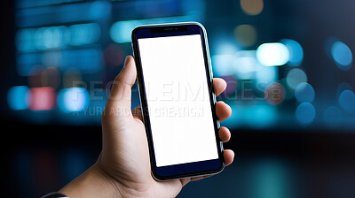 Businessman check cellphone. Blank screen for stock exchange data or design