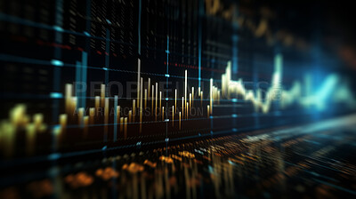 Abstract financial graph with candlestick chart in stock market on dark background