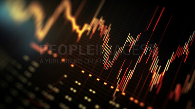 Abstract financial graph with candlestick chart in stock market on dark background