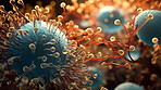 Close up of bacteria and virus cells. Biology, Science medicine background