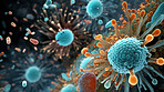 Close up of bacteria and virus cells. Biology, Science medicine background