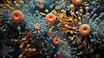 Close up of bacteria and virus cells. Biology, Science medicine background