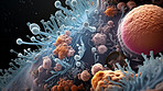 Close up of bacteria and virus cells. Biology, Science medicine background