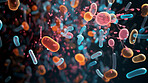 Close up of bacteria and virus cells. Biology, Science medicine background