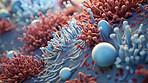 Close up of bacteria and virus cells. Biology, Science medicine background