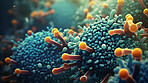 Close up of bacteria and virus cells. Biology, Science medicine background