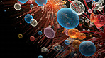 Close up of bacteria and virus cells. Biology, Science medicine background