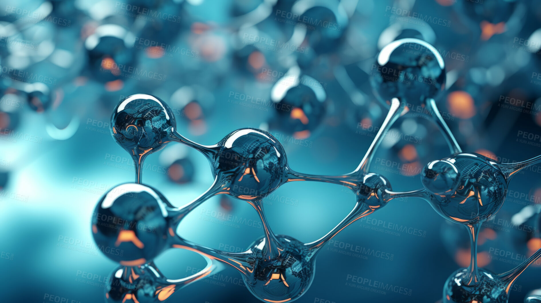 Buy stock photo Molecule abstract model. Science research in medicine or nanotechnology.