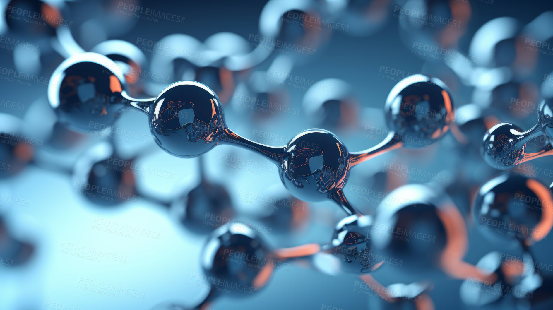 Buy stock photo Molecule abstract model. Science research in medicine or nanotechnology.