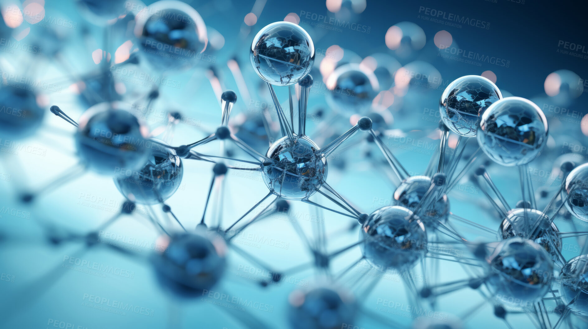 Buy stock photo Molecule abstract model. Science research in medicine or nanotechnology.