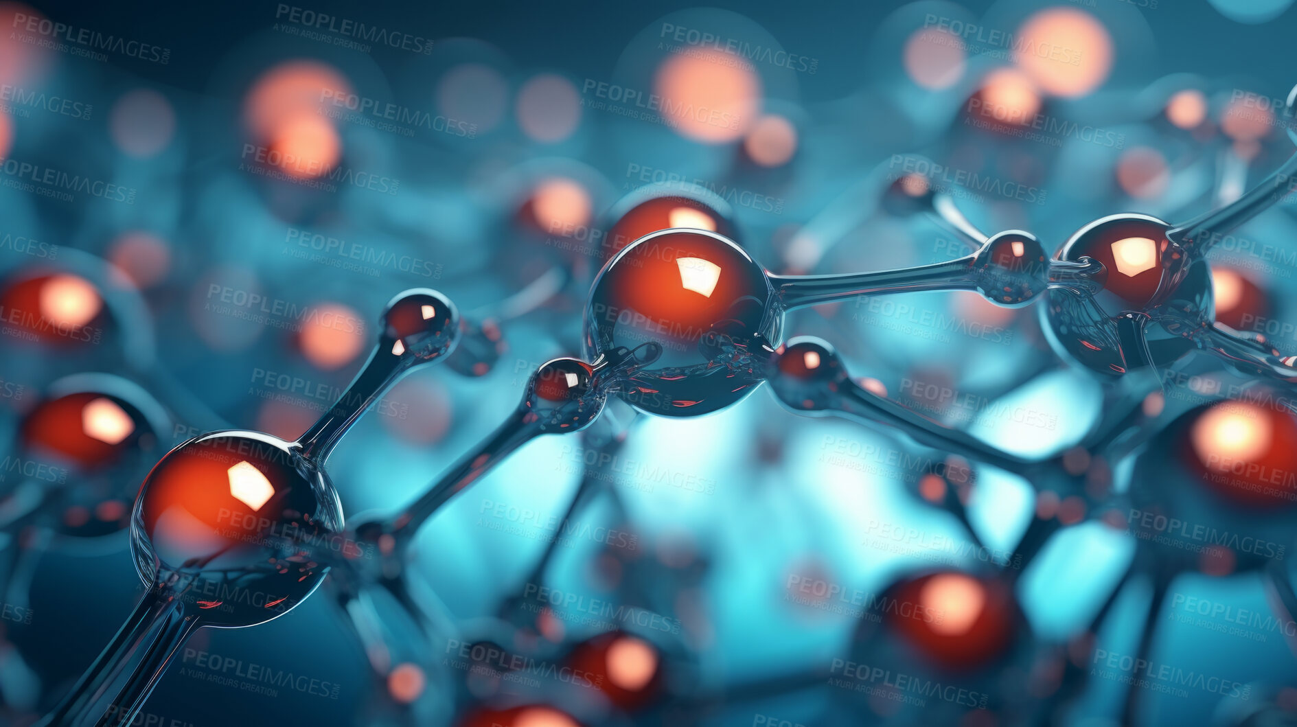 Buy stock photo Molecule abstract model. Science research in medicine or nanotechnology.