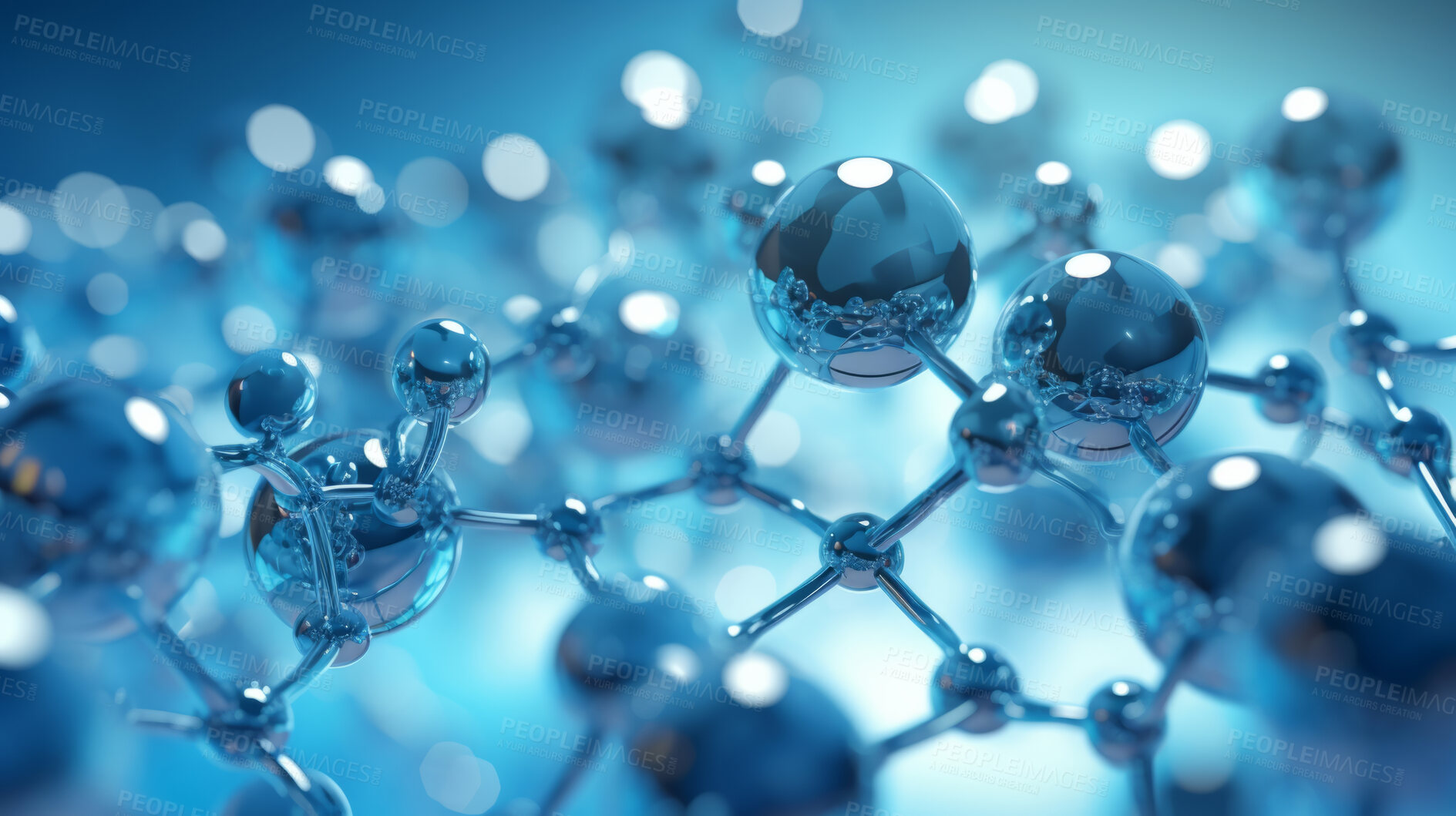 Buy stock photo Molecule abstract model. Science research in medicine or nanotechnology.