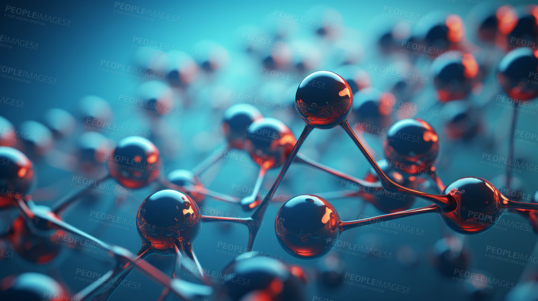 Buy stock photo Molecule abstract model. Science research in medicine or nanotechnology.