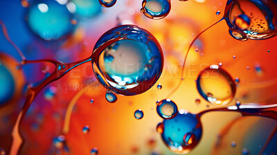 Oil and water abstract background. Colorful mix of oil and liquid bubbles.