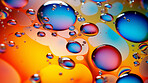 Oil and water abstract background. Colorful mix of oil and liquid bubbles.