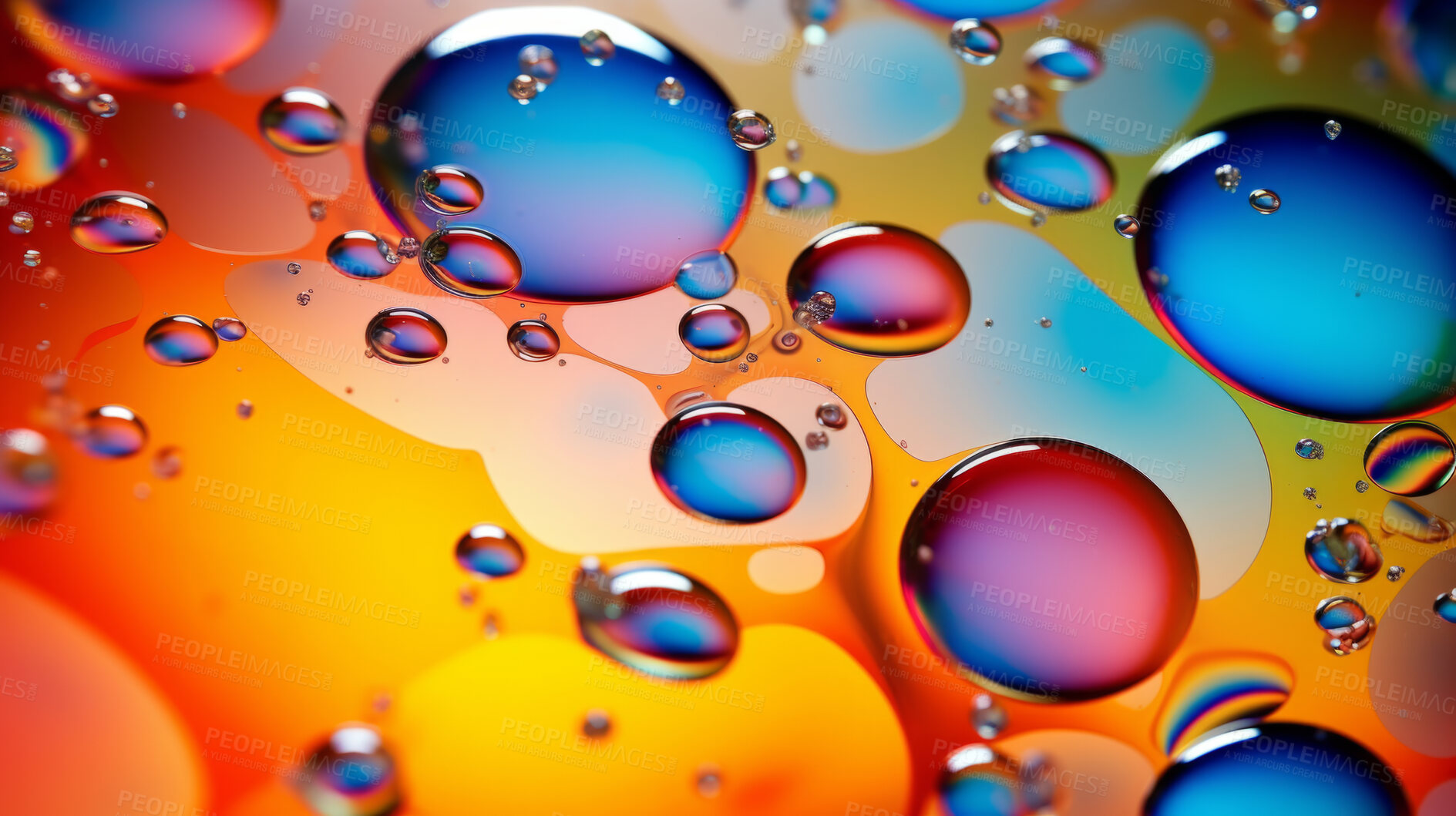 Buy stock photo Oil and water abstract background. Colorful mix of oil and liquid bubbles.