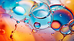 Oil and water abstract background. Colorful mix of oil and liquid bubbles.