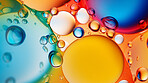 Oil and water abstract background. Colorful mix of oil and liquid bubbles.