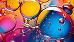 Oil and water abstract background. Colorful mix of oil and liquid bubbles.