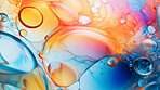 Oil and water abstract background. Colorful mix of oil and liquid bubbles.