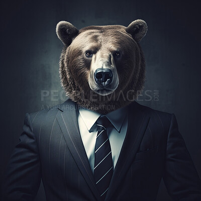 Bear market. Bear in business suit. Finance and economy concept