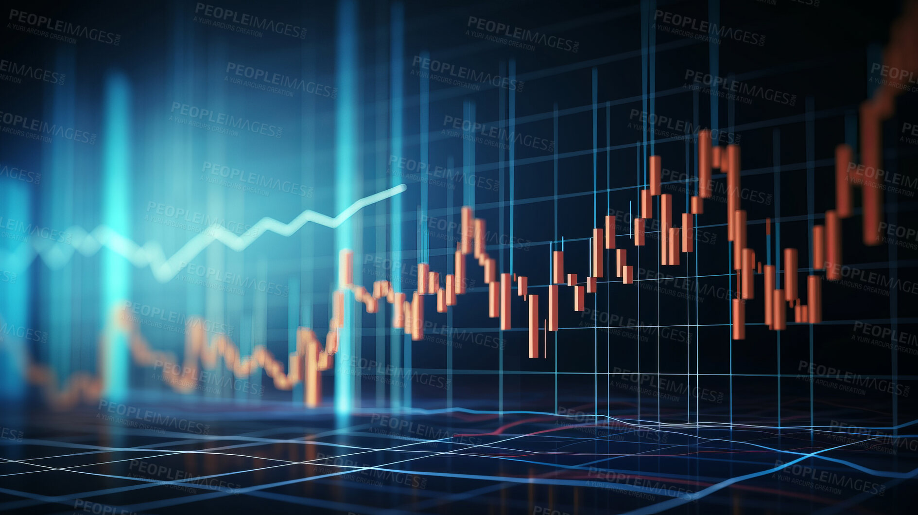 Buy stock photo Business candle stick graph chart of stock market investment trading. Growth and changes concept